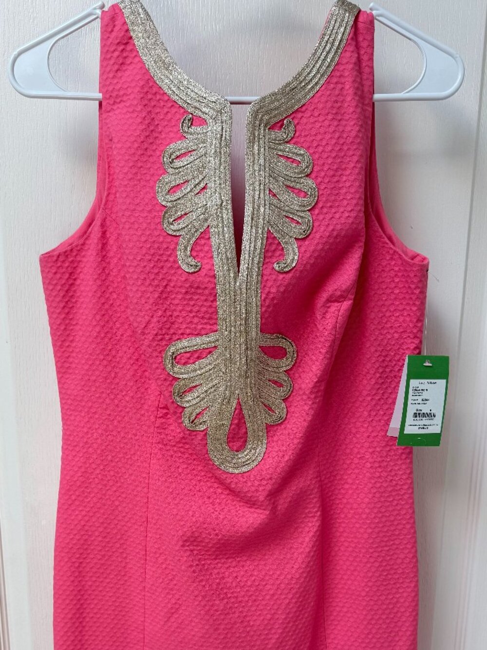 NWT Lilly Pulitzer Janice Shift Dress in Pink Salmon with Gold Embroidery - Picture 2 of 9